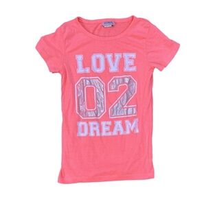 Neon Orangish Pink Love 02 Dream Graphic Tee Girl’s Size 14/16
